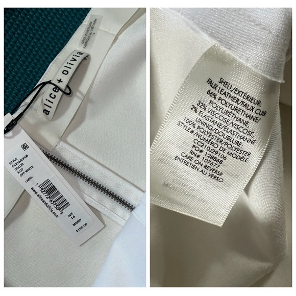 Alice + Olivia Maddox Vegan Leather Off White Skinny Legging Pant - Picture 14 of 16